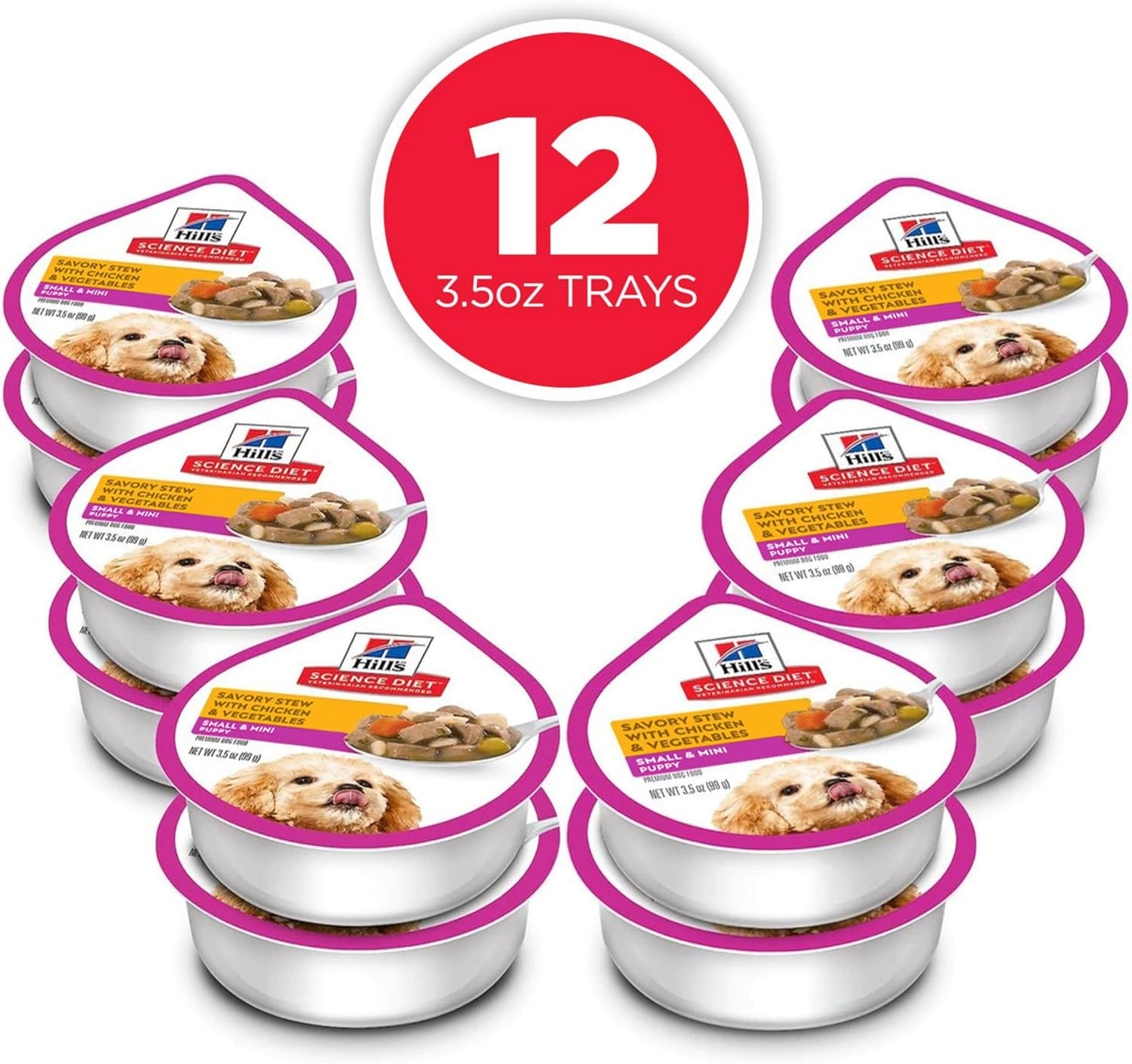 Hill'S Science Diet Puppy, Puppy, Small & Mini Breeds Puppy Premium Nutrition, Wet Dog Food, Chicken & Vegetables Stew, 3.5 Oz Tray, Case of 12