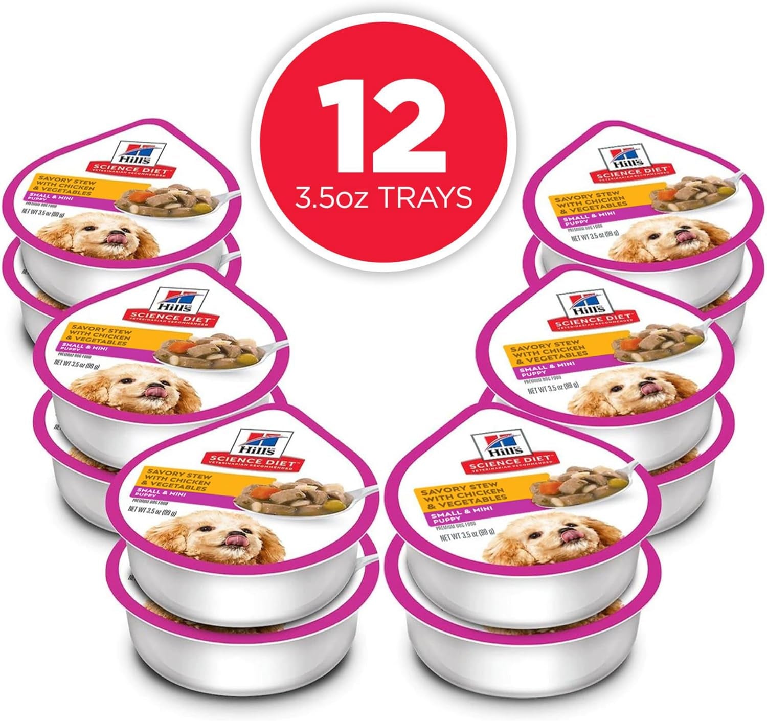 Hill'S Science Diet Puppy, Puppy, Small & Mini Breeds Puppy Premium Nutrition, Wet Dog Food, Chicken & Vegetables Stew, 3.5 Oz Tray, Case of 12