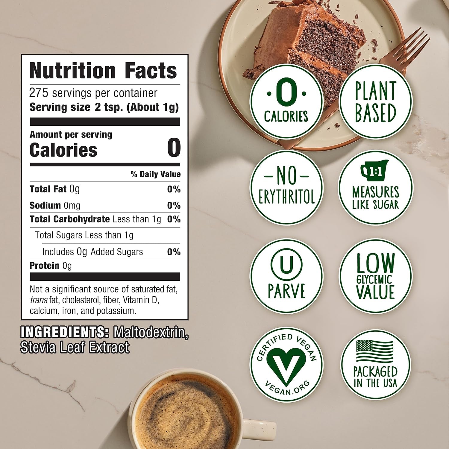 Stevia in the Raw Bakers Bag, Plant Based Zero Calorie Sweetener, No Added Flavors or Erythritol, Sugar-Free Sugar Substitute for Baking, Suitable for Diabetics, Vegan, Gluten-Free, 9.7Oz Bag (Pack of 1)