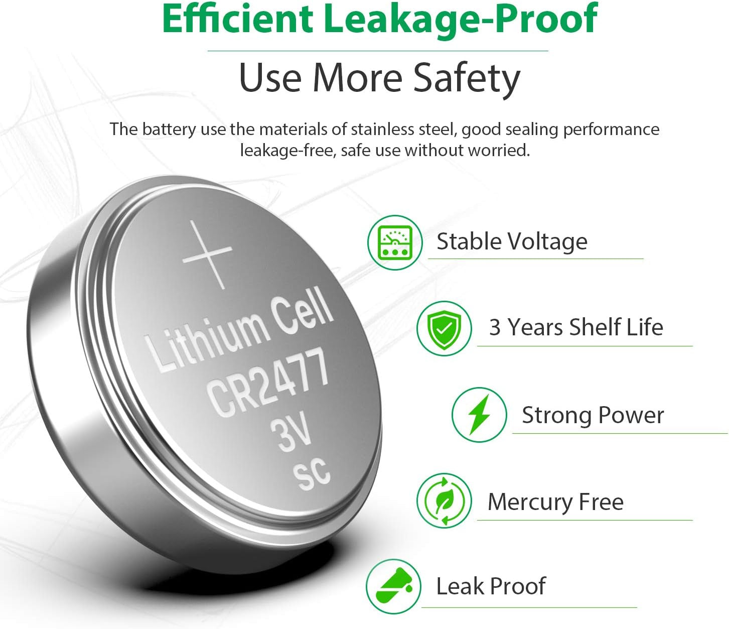 Licb CR2477 3V Lithium Battery (Pack of 10)