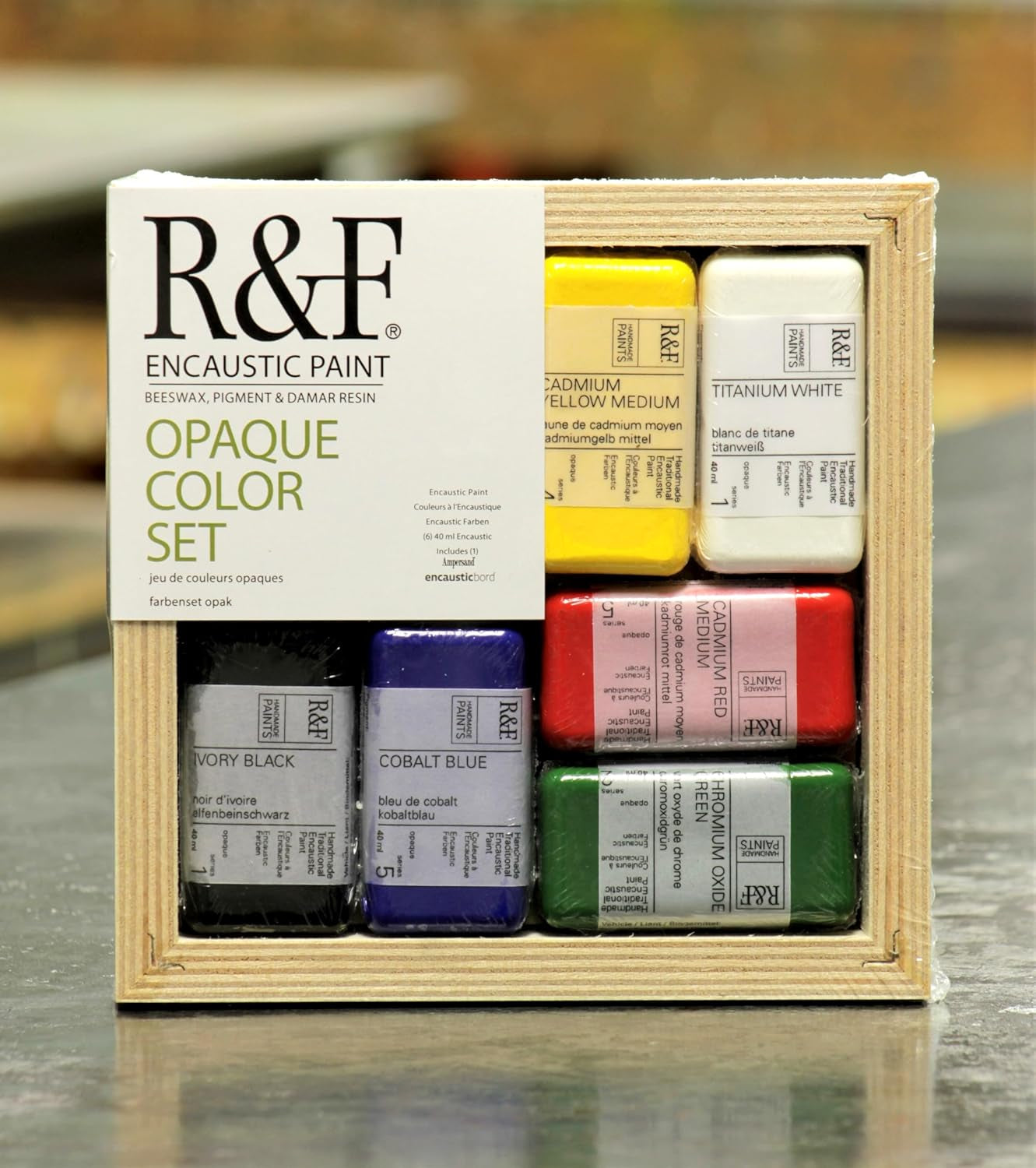 R&F Handmade Paints - Professional Encaustic Paint - Opeque Colors, Set of 6