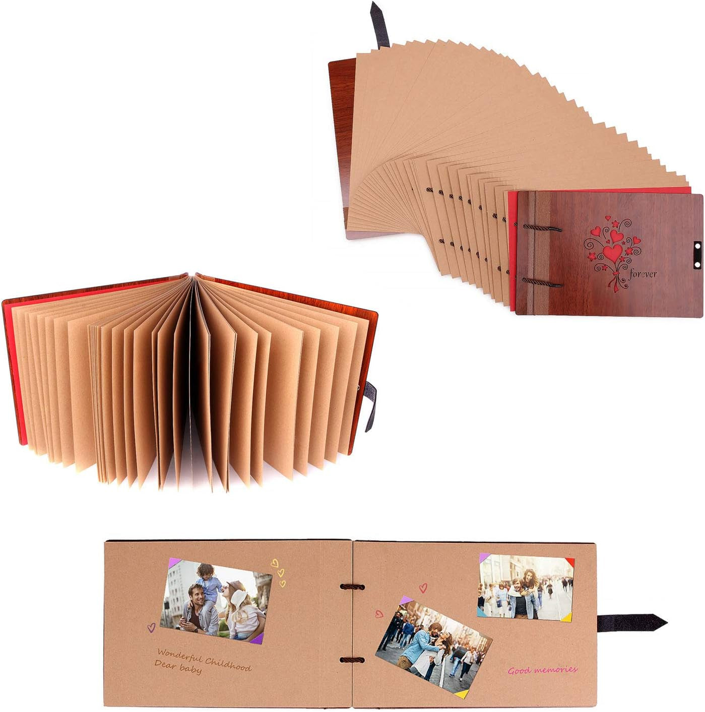 Scrapbook Inner Pages, Brown Refilled Pages for DIY Scrapbook Photo Album, 20 Sheets / 40 Pages