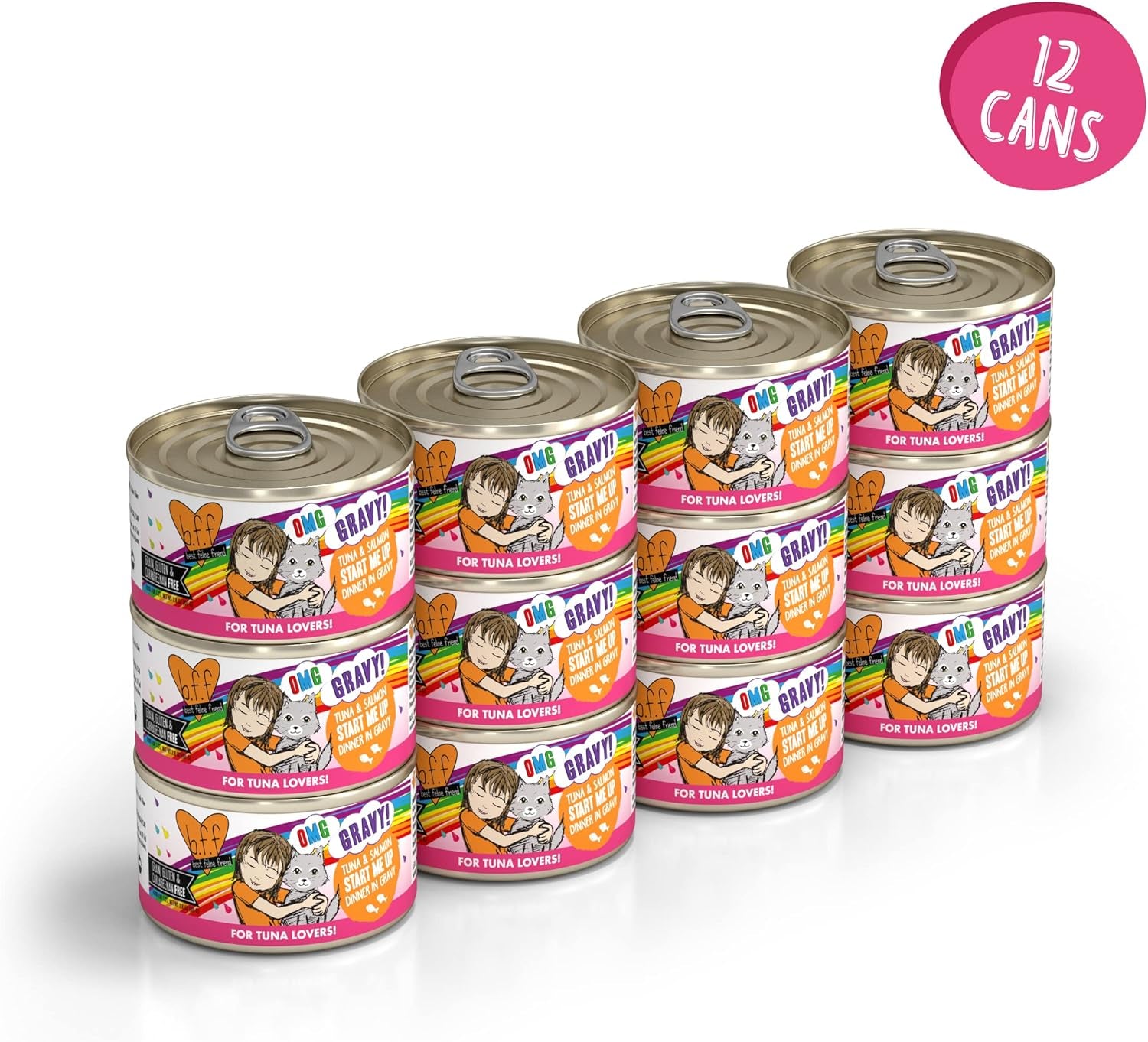 Weruva B.F.F. OMG - Best Feline Friend Oh My Gravy!, Tuna & Salmon Start Me up with Tuna & Salmon, 2.8Oz Can (Pack of 12)