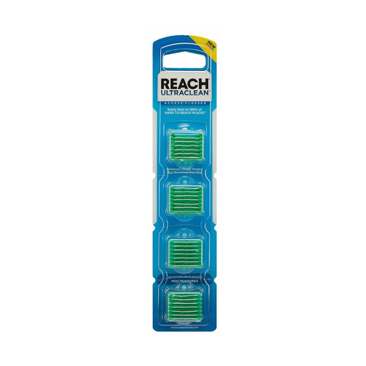 REACH Listerine Ultraclean Access Flosser Refill Heads, Mint, Plaque Remover, Shred Resistant, Easy on Gums & Teeth, Hard to Reach Dental Floss Heads, Oral Care, for Adults & Kids 28 Ct, 1 Pack