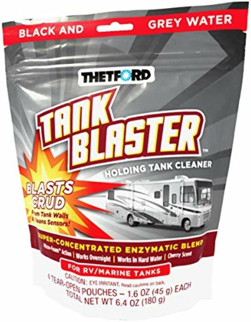 Thetford Tank Blaster - Level Sensor Cleaner - Black & Grey Waste Water Holding Tanks & Portable Tanks Cleaner - 4 X 1.6 Oz Packets Thetford - 96527,White