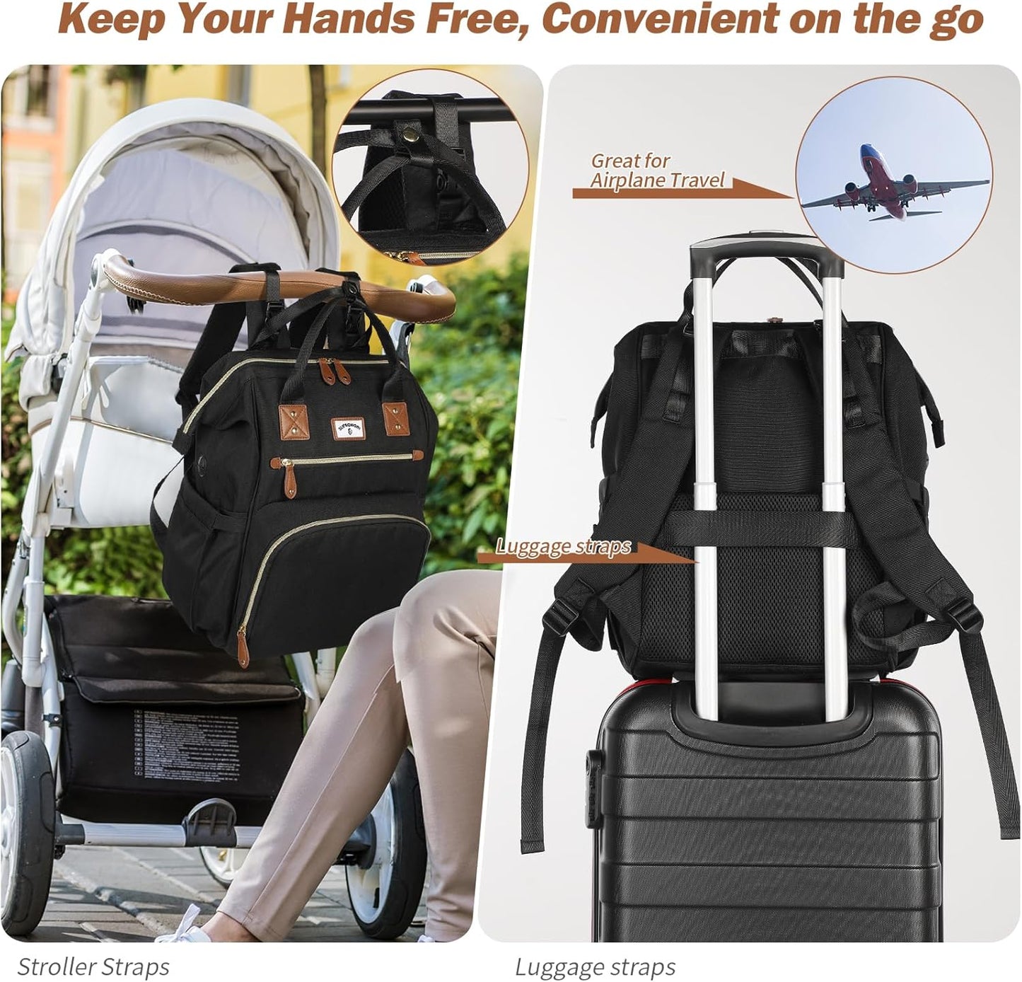 Diaper Bag Backpack:Baby Bag Large Tote Diaper Bag for Boys and Girls, Men'S Diaper Backpack, Women'S Shoulder Mommy Bag, 2 Kids Nappy Bag for Mom and Dad Black