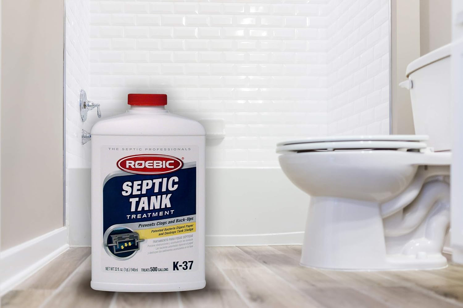 Roebic K-37-Q Septic Tank Treatment: Removes Clogs, Environmentally Friendly Bacteria Enzymes, Safe for Toilets, 32 Fl Oz - Lasts 1 Year, 32 Ounces