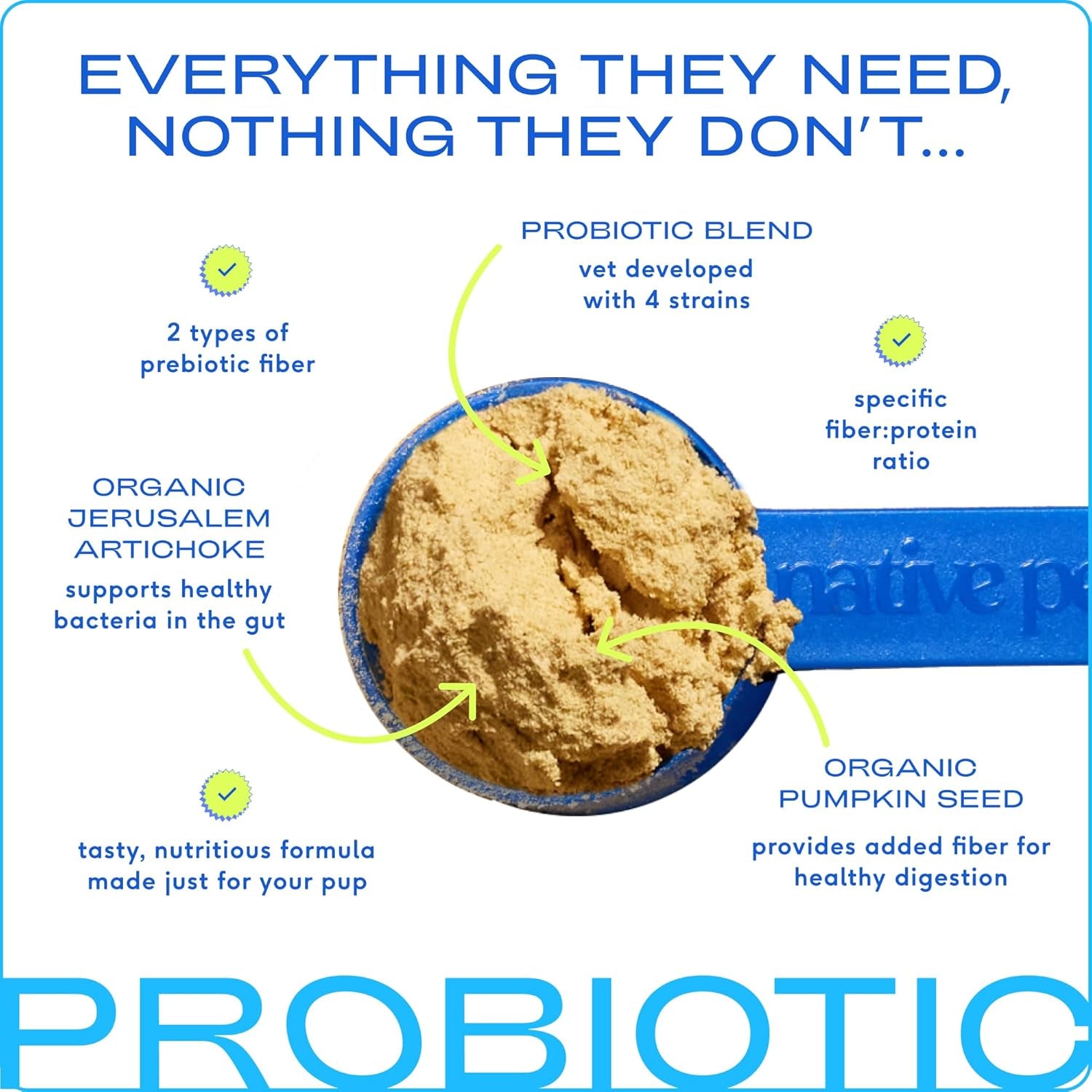 Native Pet Vet Created Probiotic Powder for Dogs Digestive Issues - Dog Probiotic Powder + Prebiotic + Bone Broth Powder - Gut Health for Dogs - 232 Gram 6 Billion CFU - Probiotics Dogs Love(8.2 Oz)