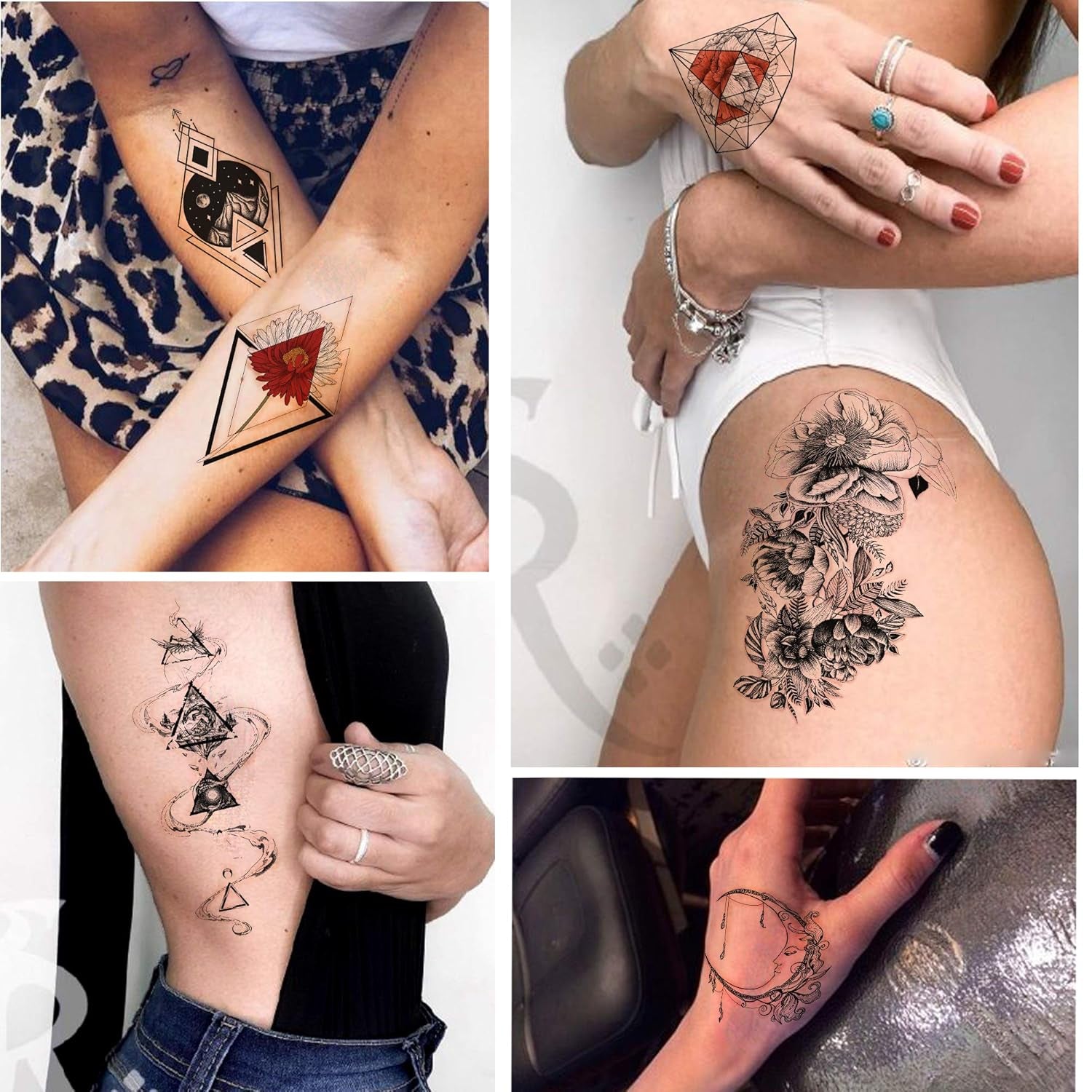 Yazhiji 8 Sheets Extra Large Henna Mandala Temporary Tattoo Collection for Women and Girls Sexy Tattoo Stickers