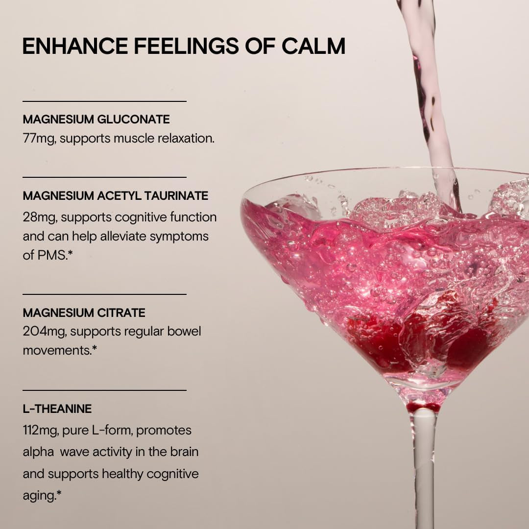 Magnesi-Om Supplement for Calm, Relaxation & Regularity with Magnesium & L-Theanine - Sugar Free Berry Flavor