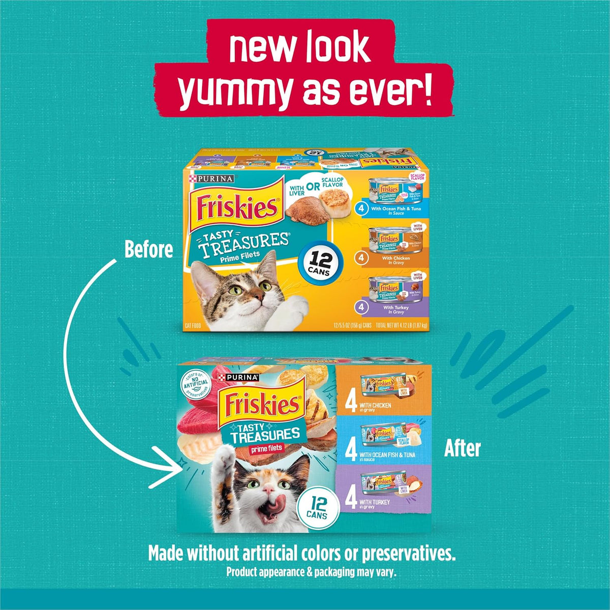 Purina Friskies Gravy Wet Cat Food Variety Pack, Tasty Treasures Prime Filets - 5.5 Ounce (Pack of 12)