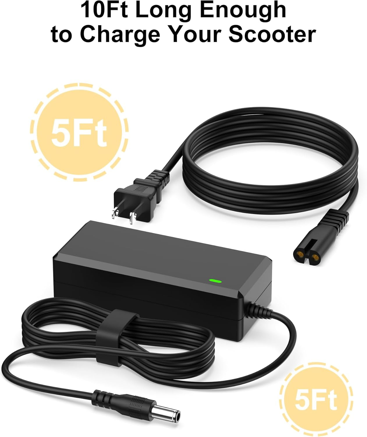 42V 2A Charger Replacement for Electric Scooter Compatible with GOTRAX GXL V2, G2, G3, G4, Apex, Glider, XR Elite, XR Ultra 36V Lithium-Ion Battery