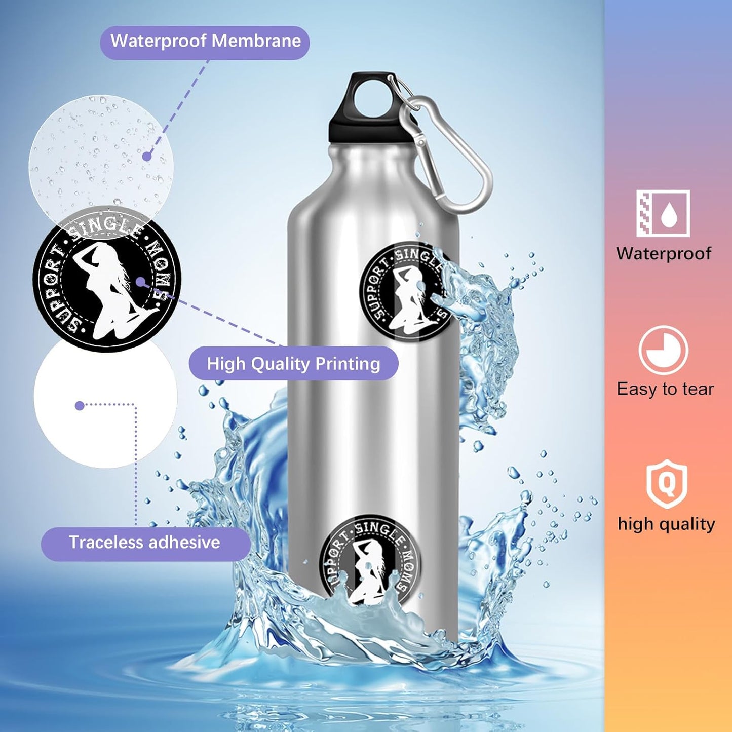 Gersoniel 24 Pieces Hard Hat Stickers, Support Single Moms Stickers Motorcycle Welding Helmet Decals Funny Stickers Vinyl Decals for Tool Box Helmet Hard Hat, 2 Inch