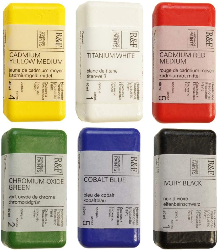 R&F Handmade Paints - Professional Encaustic Paint - Opeque Colors, Set of 6