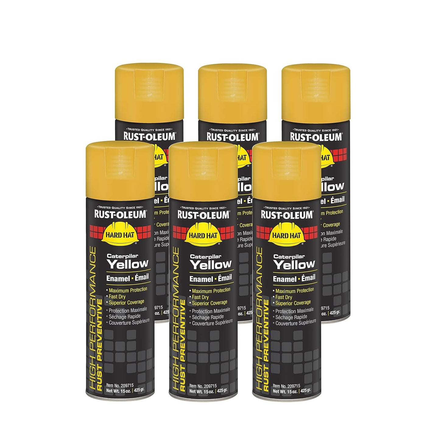 Rust-Oleum 209715 V2100 System Farm Equipment Spray Paint, 15-Ounce, Caterpillar Yellow, 6-Pack