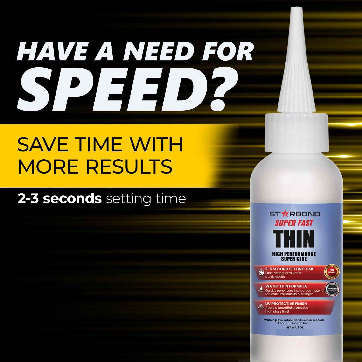 STARBOND EM-02 Super Fast Thin, Premium Instant CA (Cyanoacrylate Adhesive) Super Glue plus Extra Cap and Microtips, (For Woodturning, Pen Turning, Hobby, Stabilizing, Finish, Inlay) (2 Ounce)