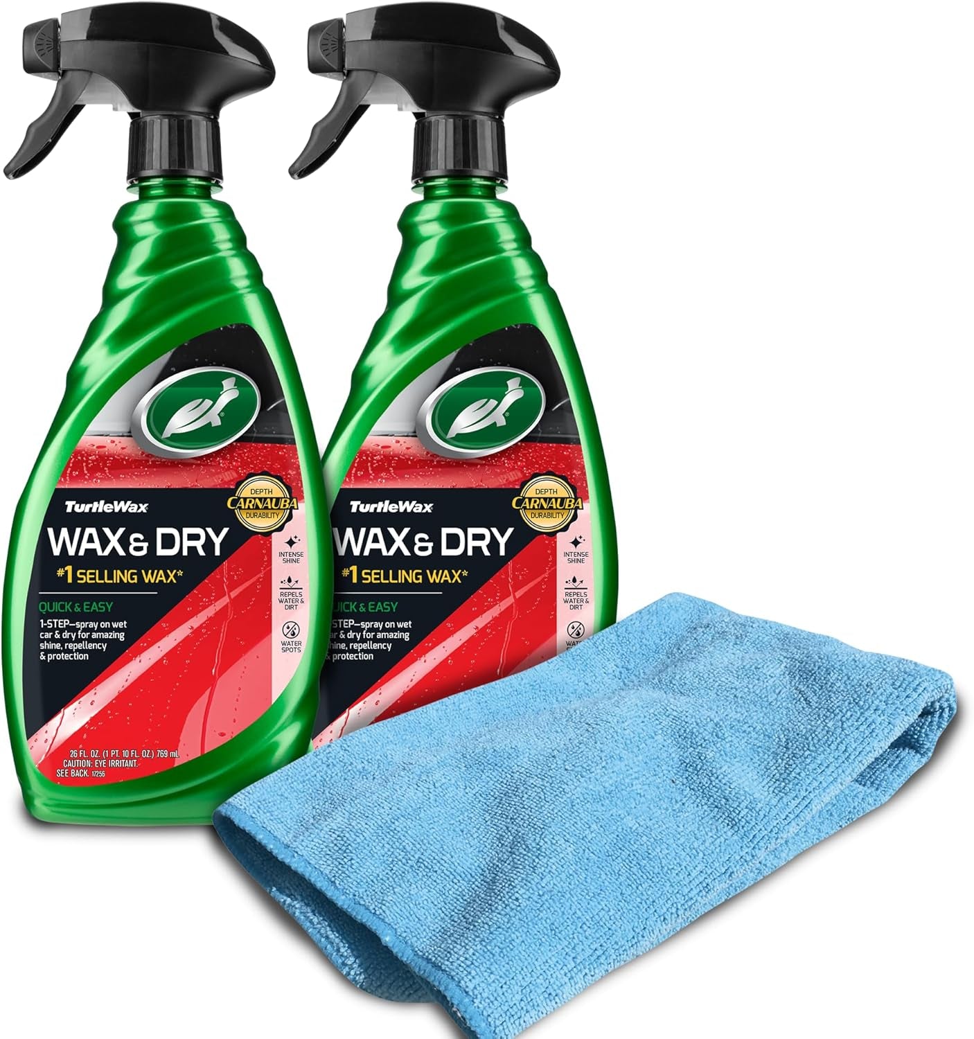 Turtle Wax 50834 1-Step Wax & Dry-26 Oz. Double Pack with Microfiber Towel, 52. Fluid_Ounces, 2 Pack