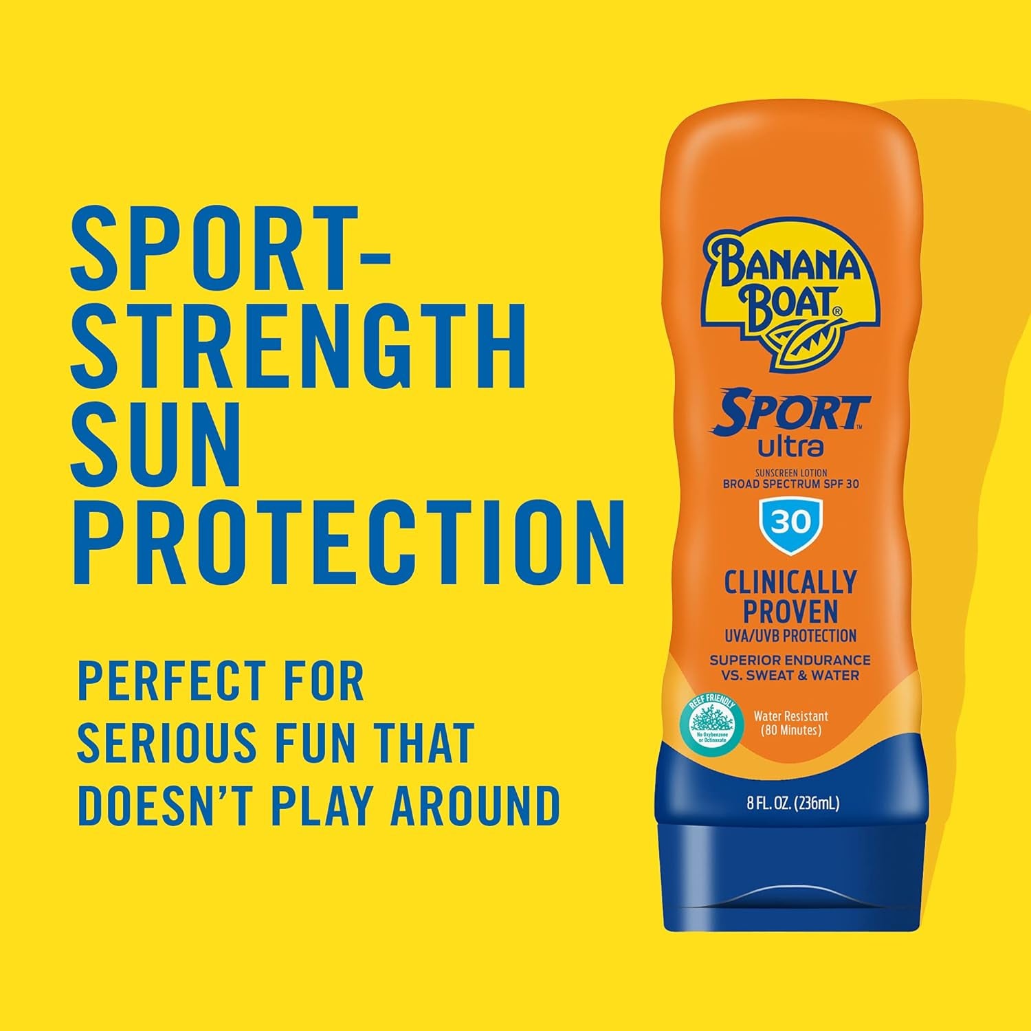 Banana Boat Sport Ultra SPF 30 Sunscreen Lotion, 8Oz | Banana Boat Sunscreen SPF 30 Lotion, Oxybenzone Free Sunscreen, Sunblock Lotion, Banana Boat Lotion, Water Resistant Sunscreen SPF 30, 8Oz