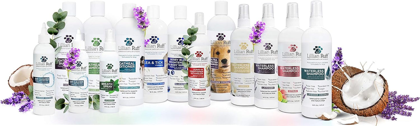 Lillian Ruff Ultra-Brightening Professional Whitening Shampoo for Dogs with Aloe & Coconut Oil for Dry Skin & Itch Relief - Ph-Balanced Dog Whitening Shampoo Remove Stains, Yellowing, & Odor (Gallon)