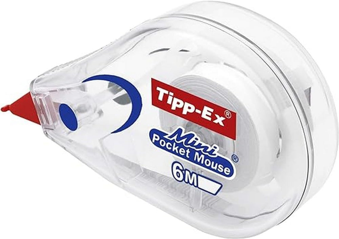 Mini Pocket Mouse Plastic Tape - Box of 10 - 6 M, Tear-Resistant Tapes with Smooth Glide, White