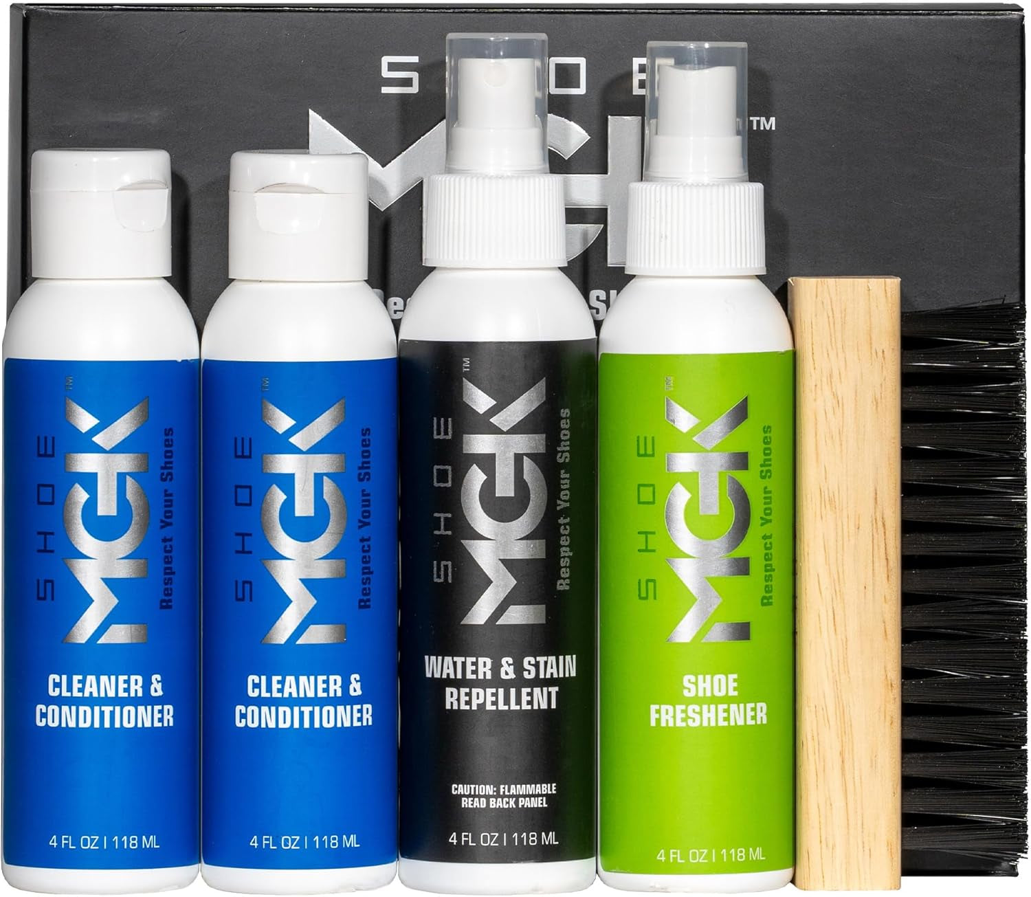 Shoe MGK Complete Kit: Shoe Cleaner, Shoe Care, Water & Stain Protection - Revitalize, Shield, and Freshen Sneakers, Leather, and Dress Shoes with Deodorizer