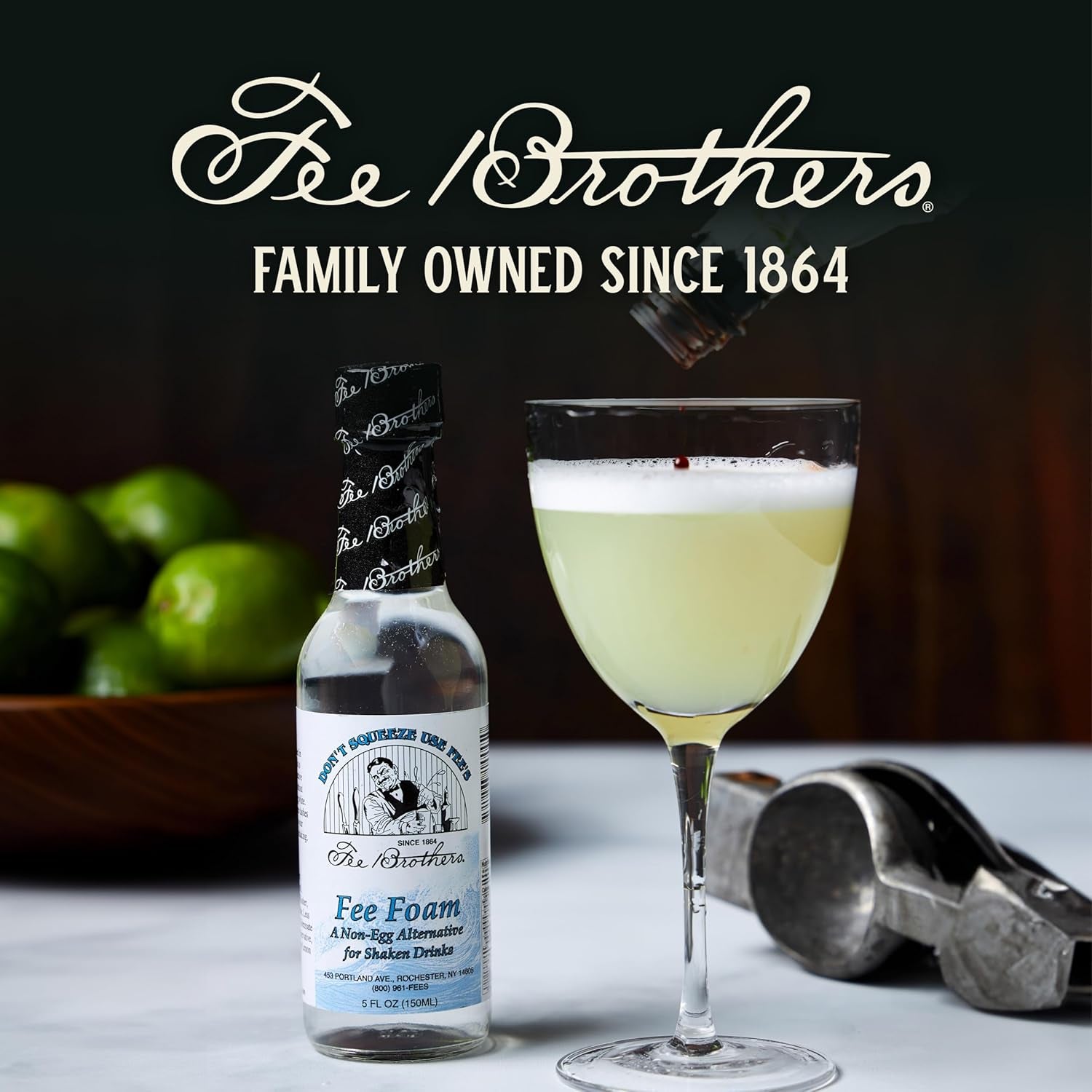 Fee Brothers Fee Foam - Cocktail Foamer and Mixer, Egg Substitute, Vegan-Friendly, Gluten Free, 5 Fl Oz