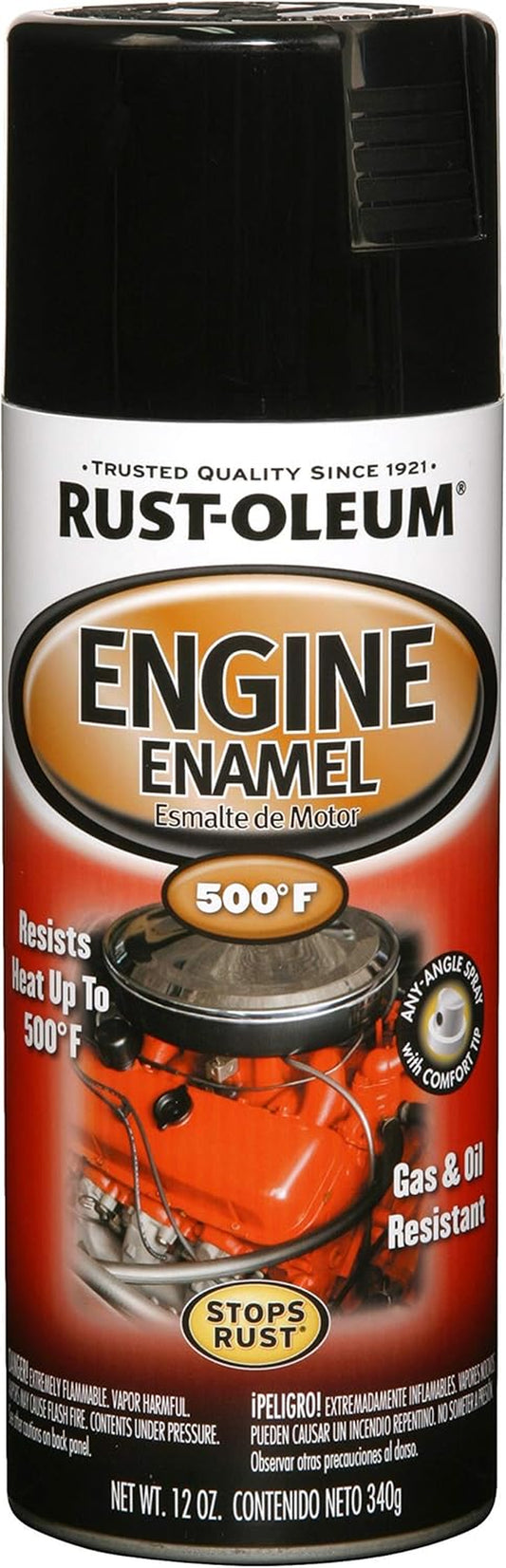 Rust-Oleum 248932, Gloss Black, 12 Oz, Automotive Engine Enamel Spray Paint, 12 Ounce (Pack of 1)