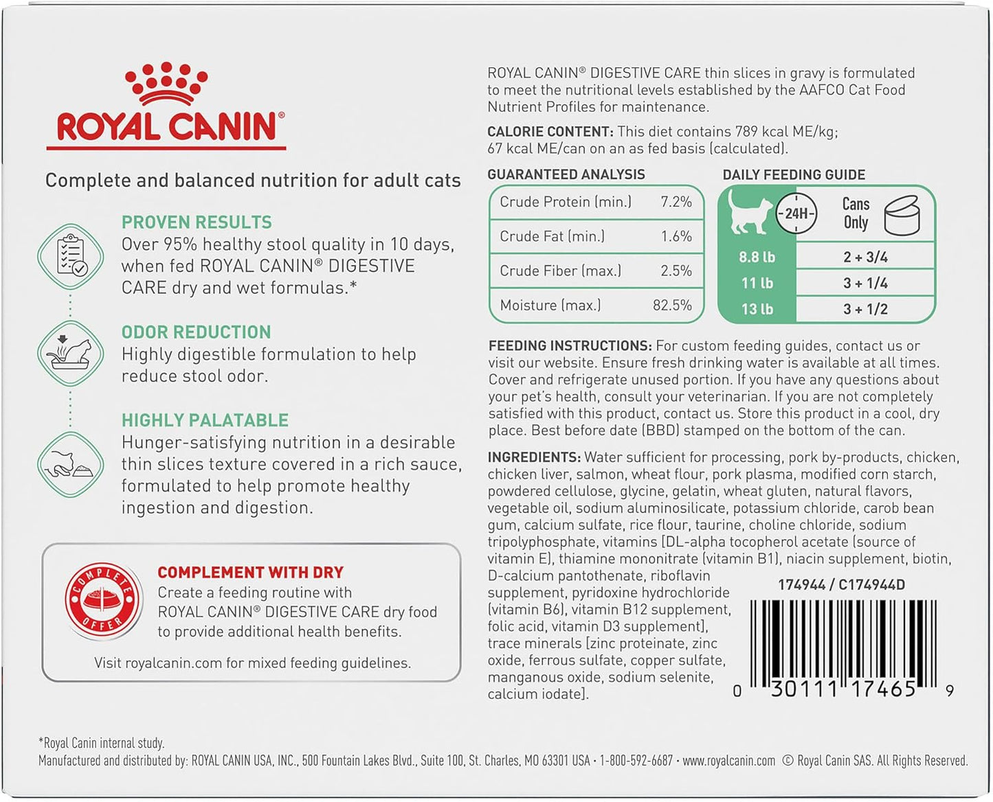 Royal Canin Digestive Care Thin Slices in Gravy Wet Cat Food, 3 Ounce (Pack of 6) - Package May Vary