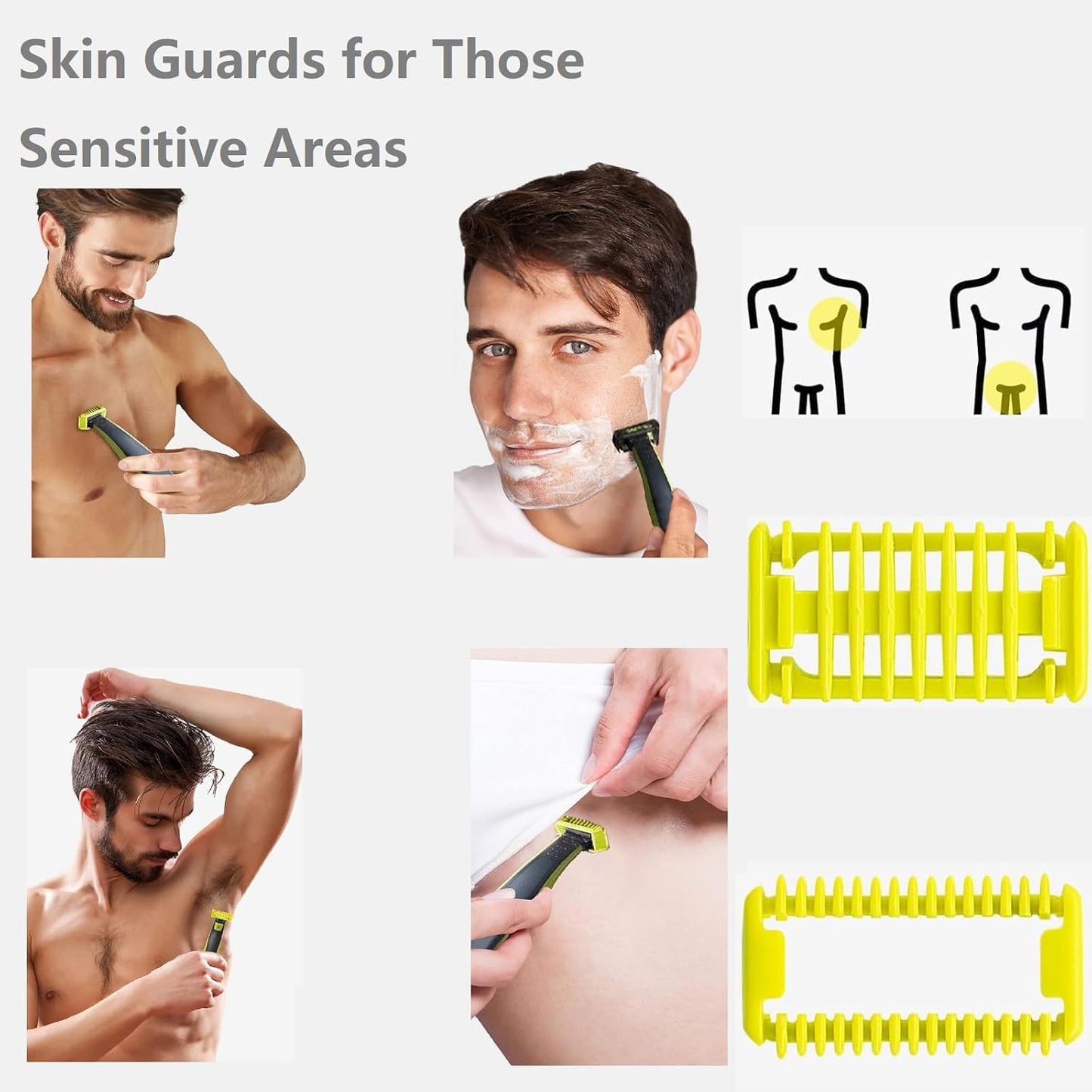 One Blade Guard, Beard Trimmer Guide Comb 1/2/3/5 MM for One Blade Shaver, Adjustable Guide Comb Guard for One Blade Shaver QP2520 QP2530 QP2620 QP2630, Yellow