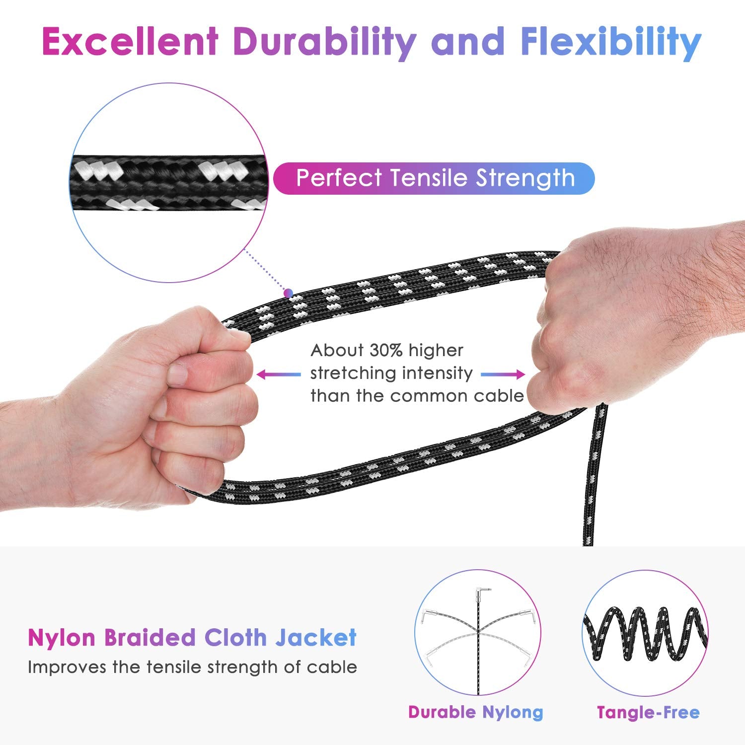 Guitar Cable 10FT Instrument Cable Guitar Cord Electric Guitar Cable Guitar AMP Cord for Bass Guitar Keyboard 1/4 Inch Cable Right Angle Black White