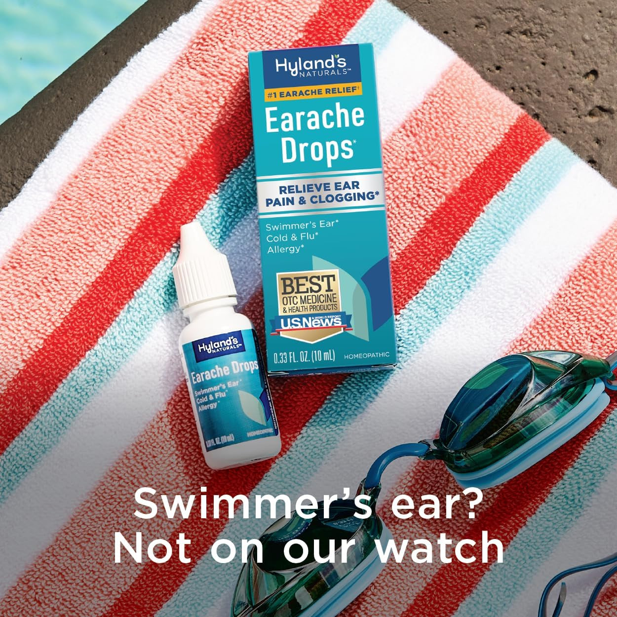 Hyland'S Earache Drops, Natural Relief of Swimmer'S Ear, Cold & Flu, Allergy Symptoms, Ages 4 & Up, Day & Night, 0.33 Fl Oz