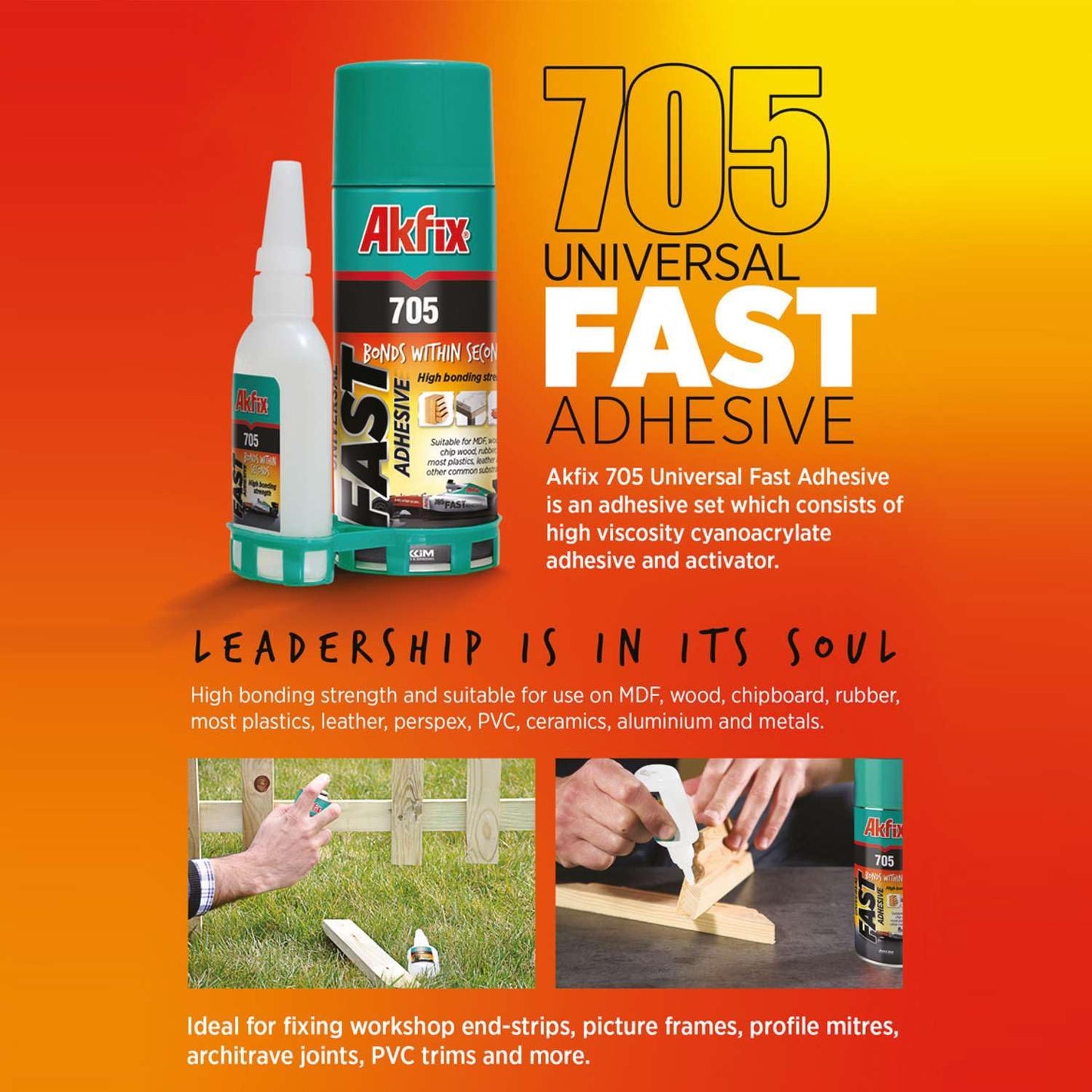 Akfix - GA055 705 Fast Adhesive CA Glue (0.7 Oz.) with Activator (3.38 Fl Oz.) [Clear Super Glue Adhesive and Accelerator Spray]