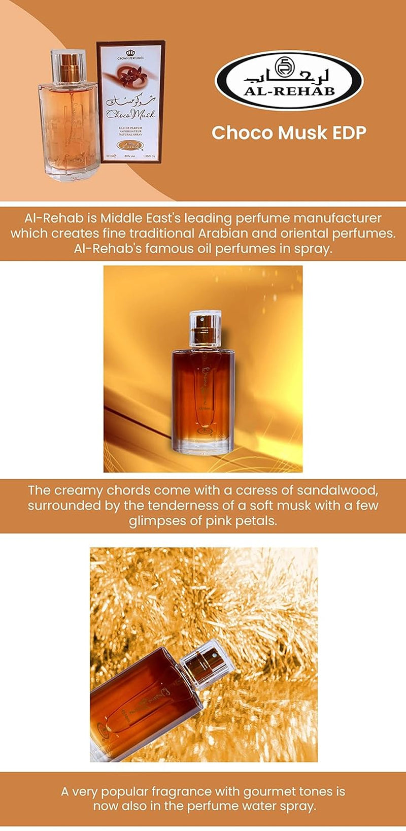 Al-Rehab Choco Musk Eau De Parfum Spray for Women, 1.7 Ounce