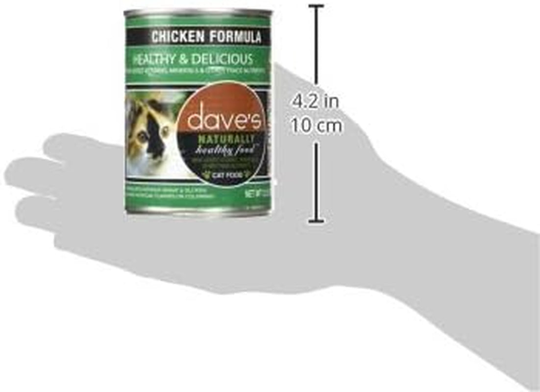 Dave'S Pet Food Grain Free Wet Cat Food (Chicken), Made in USA Naturally Healthy Canned Cat Food, Added Vitamins & Minerals, Wheat & Gluten-Free, 12.5 Oz Cans (Case of 12)