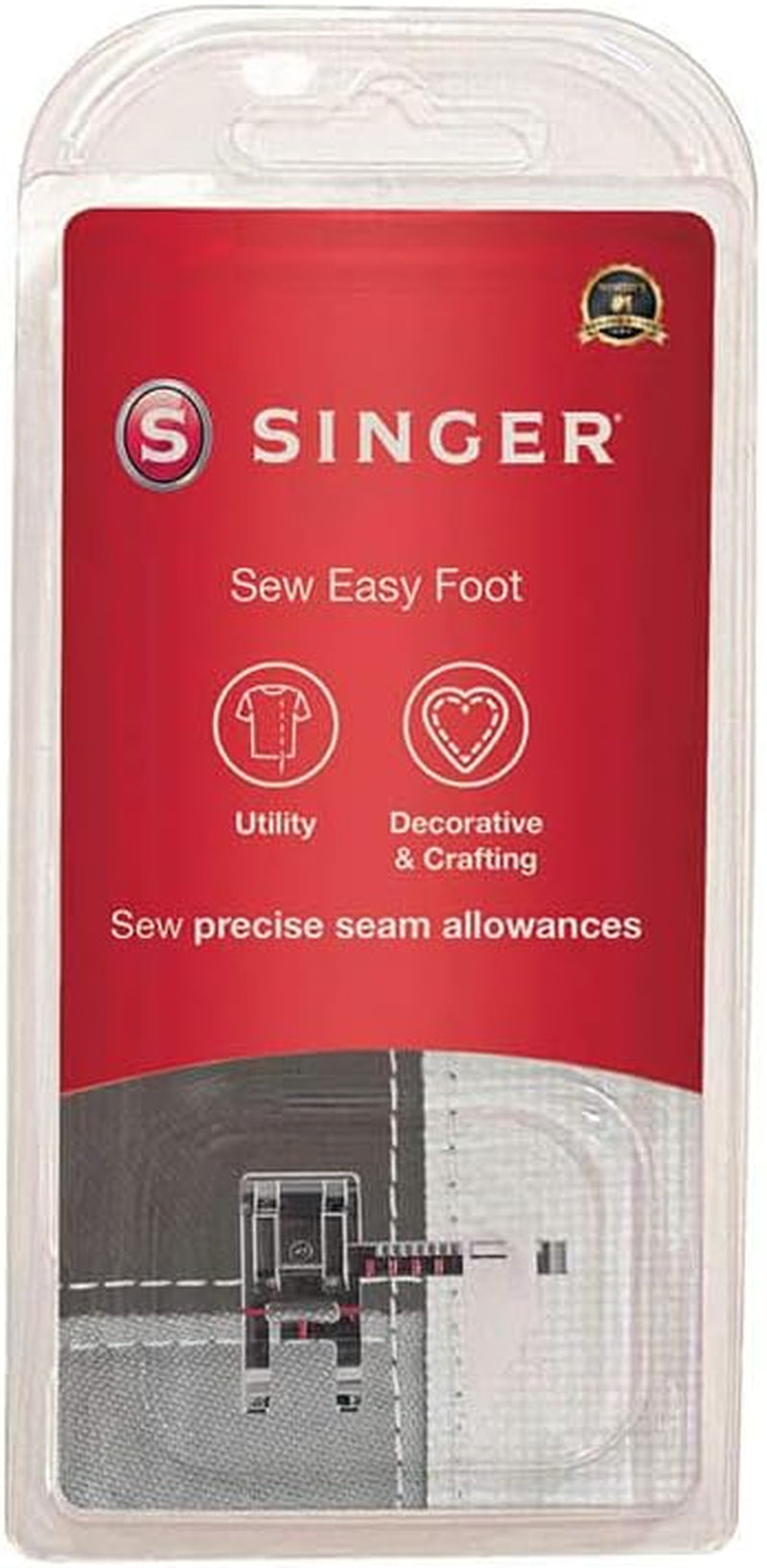 Singer | Sew Easy Foot, Sew Perfectly Straight Lines with Ease, Includes Ruler with Adjustable Guide to Set Seam Allowance, Beautiful Topstitching - Sewing Made Easy