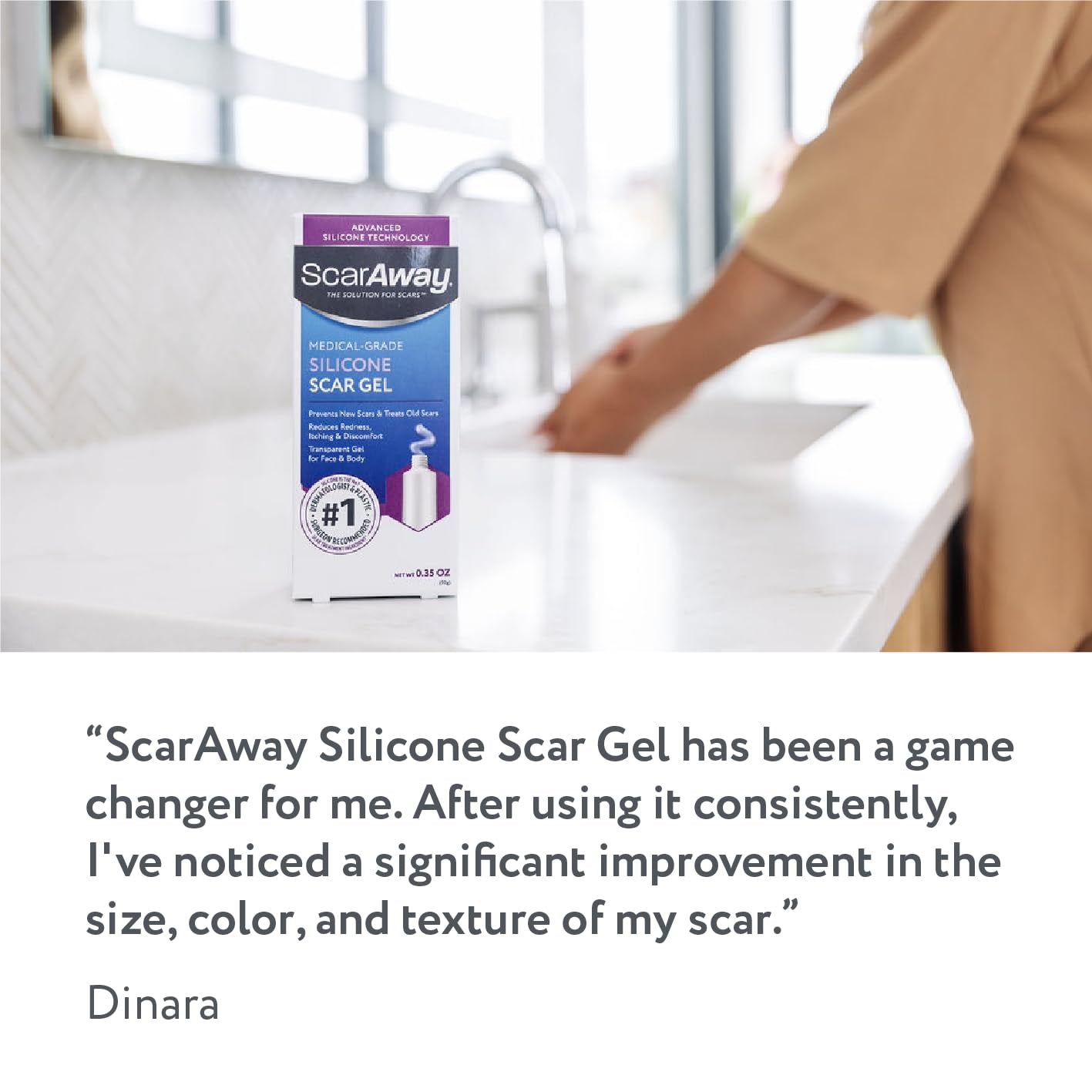 Scaraway Silicone Scar Gel, Helps Improve Size, Color & Texture of Hypertrophic & Keloid Scars from Injury, Burns & Surgery, Water Resistant, 10G (0.35 Oz)