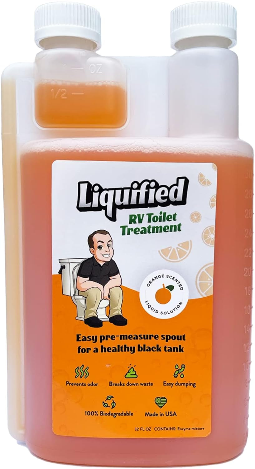 Liquified RV Toilet Treatment - Black Holding Tank Digester - Odor Eliminator - Orange Scent - Matts RV Reviews - 32 Treatments (32Oz)