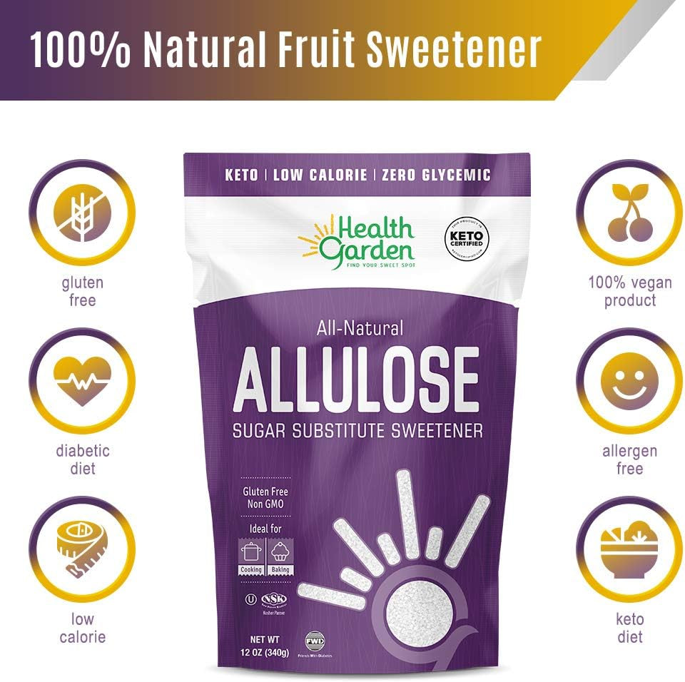 Health Garden Allulose Sweetener - Gluten and Sugar Free - Zero Net Carb - Non GMO - Kosher - Keto Friendly (4.75 LB)
