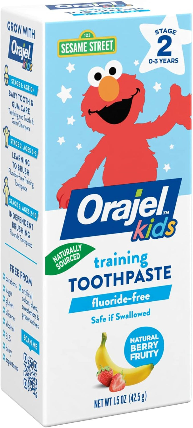 Orajel Kids Elmo Training Toothpaste Fluoride-Free; #1 Pediatrician Recommended Fluoride-Free Toothpaste*,