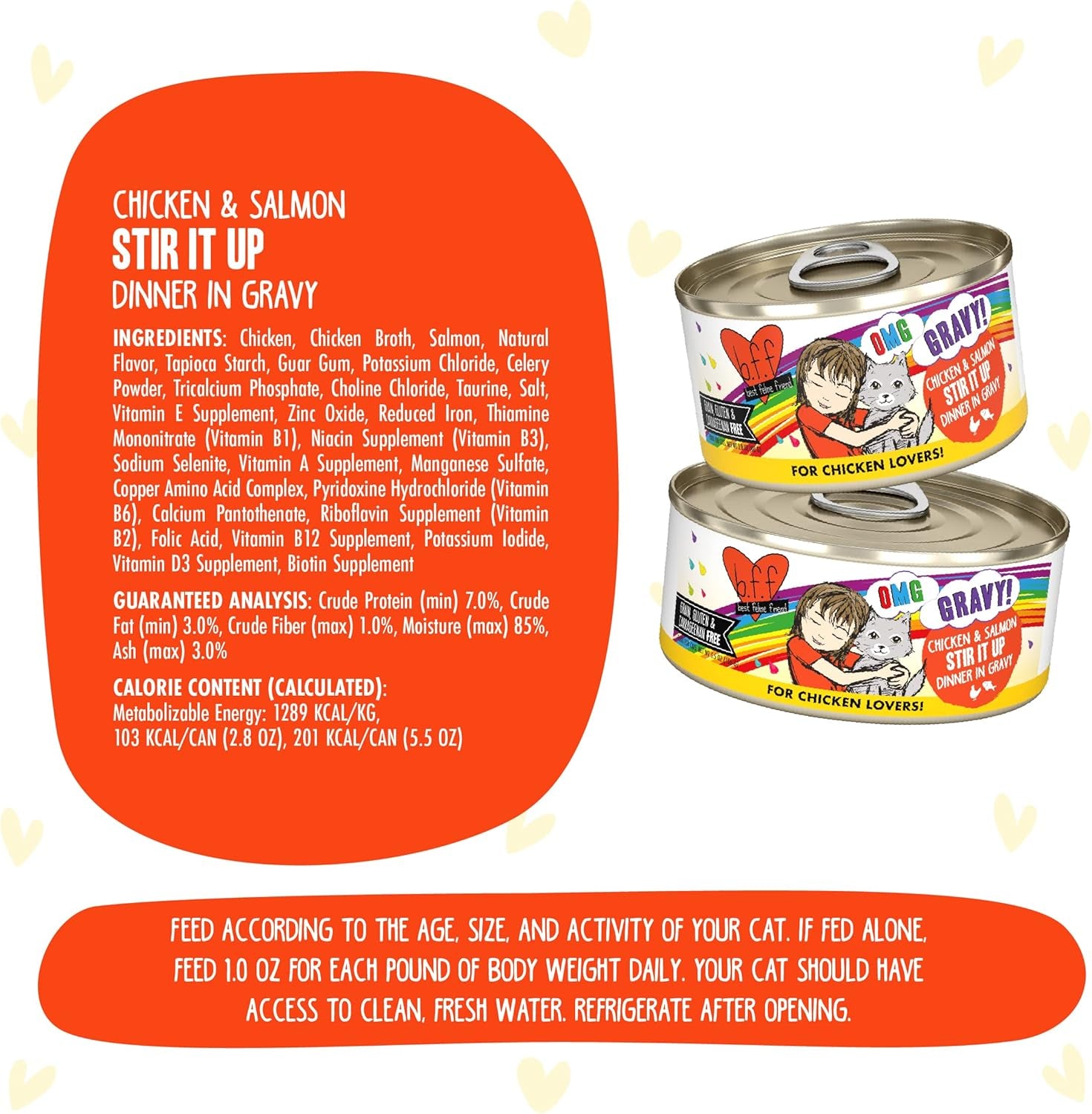 Weruva B.F.F. OMG - Best Feline Friend Oh My Gravy!, Chicken & Salmon Stir It up with Chicken & Salmon in Gravy, 5.5Oz Can (Pack of 8)