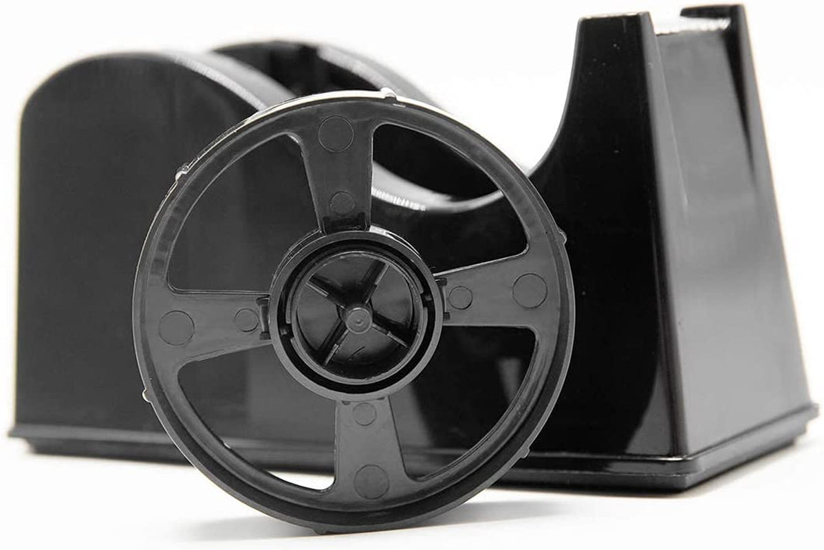 Desktop Tape Dispenser Adhesive Roll Holder (Fits 1" & 3" Core) with Weighted Nonskid Base Black
