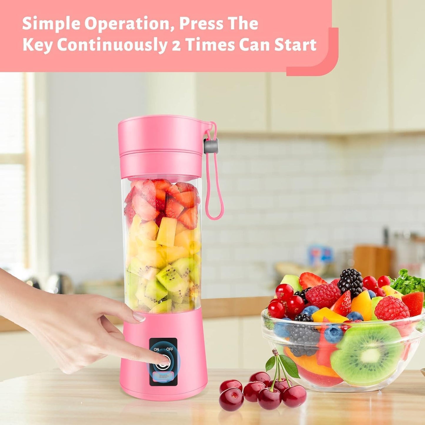 Personal Blender for Shakes and Smoothies, Portable Blender with 6 Blades, Blender Shake Smoothie for Kitchen Personal Size Blenders with Rechargeable, 380Ml Traveling Fruit Veggie Juicer