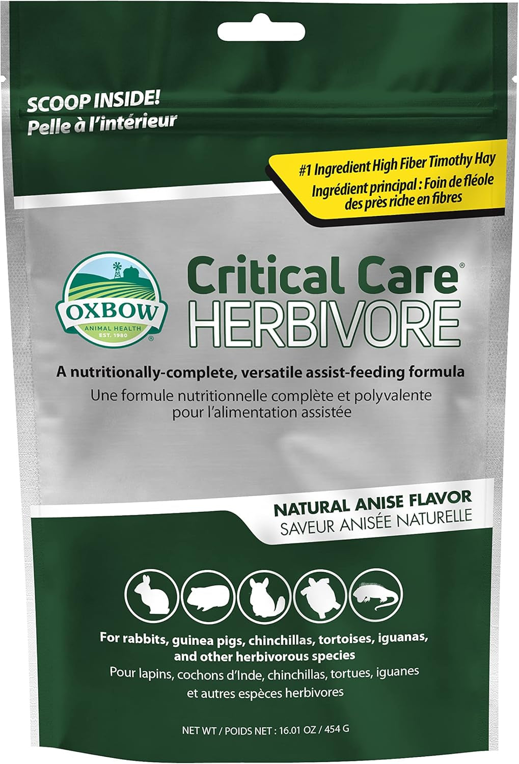 Oxbow Critical Care Herbivore - Nutritionally Complete Feeding Assist Formula for Small Animals & Pets - Critical Care Herbivore Anise (454G)