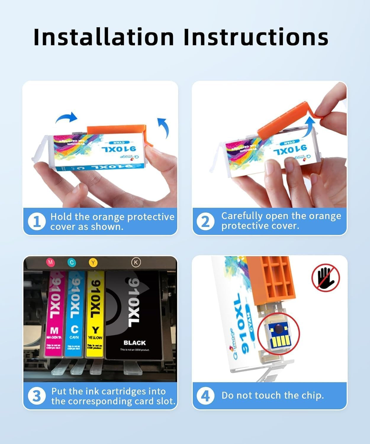 910XL 910 XL Ink Cartridges Combo Pack Compatible for HP 910 910XL Work with Officejet Pro 8010 8015 8020 8022 8025 8028 8030 8035 Printer (Black, Cyan, Magenta, Yellow, 4 Pack)