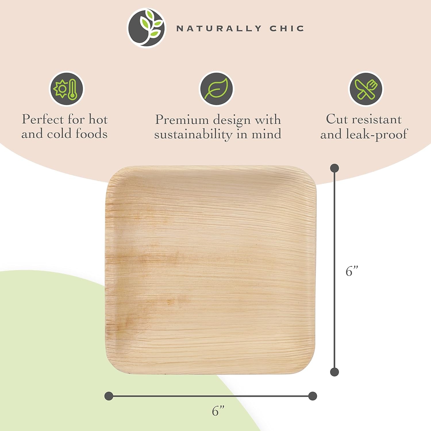 Palm Leaf Plates Bamboo Plates Disposable 8 Inch Square Party - Wood & Bamboo like Eco Friendly Compostable and Biodegradable Plates for Weddings and Events - 25 Pack