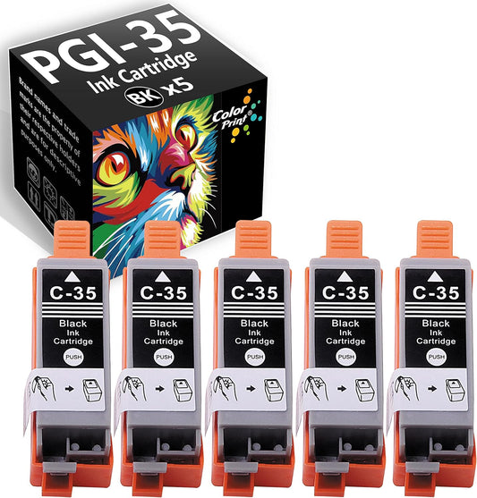 Colorprint Compatible PGI35 Ink Cartridge Black Replacement for Canon 35 PGI-35 CLI36 CLI-36 for Pixma IP110 TR150 IP100 MINI260 MINI320 Laser Printer (5-Pack)