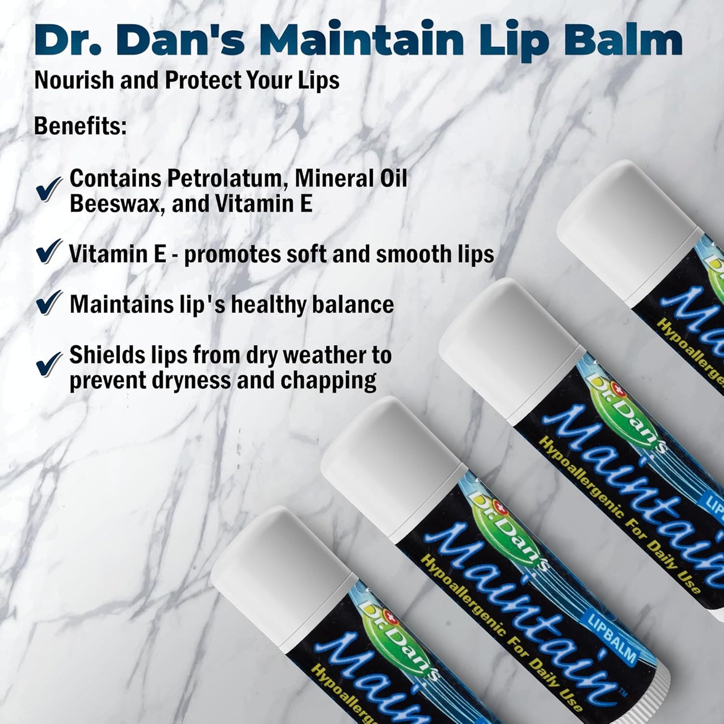 Dr. Dan'S Maintain Lip Balm - Perfect for Cortibalm Aftercare, Mild Ingredients & Beeswax, Vitamin E Enriched for Moisturizing Dry Lips, Ensures Smooth, Soft Feel, 1 Pack