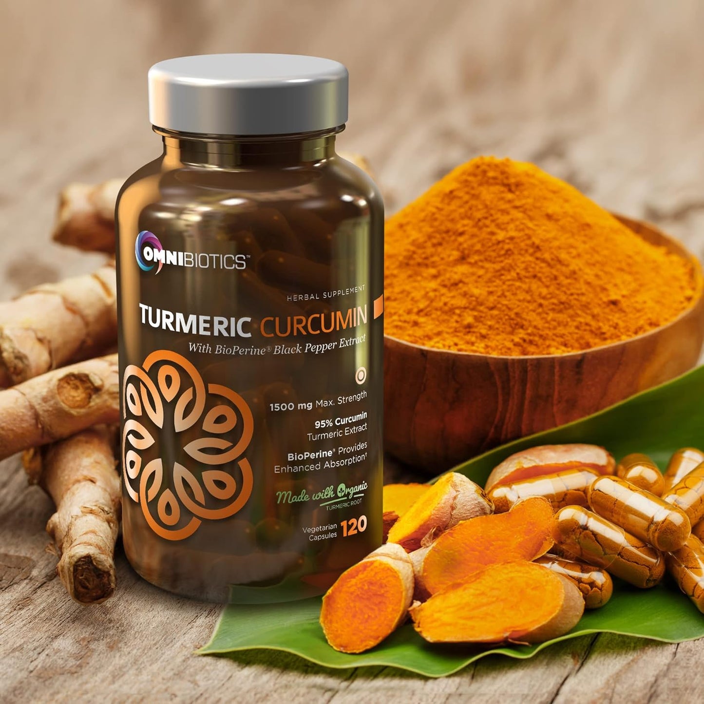 Organic Turmeric Curcumin Extract Supplement 1500Mg with Bioperine and 95% Curcuminoids Extract – Turmeric and Black Pepper Supplement Extract (10Mg) - Turmeric Capsules - 120 Vegetarian Capsules