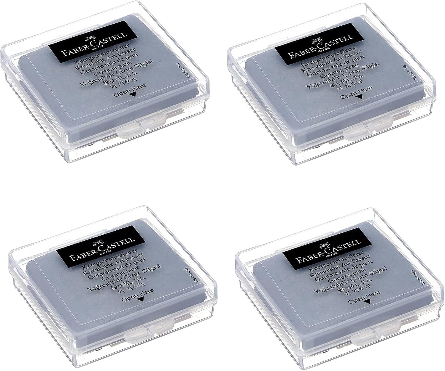 Faber-Castell Erasers - Drawing Art Kneaded Erasers, Large Size Grey - 4 Pack