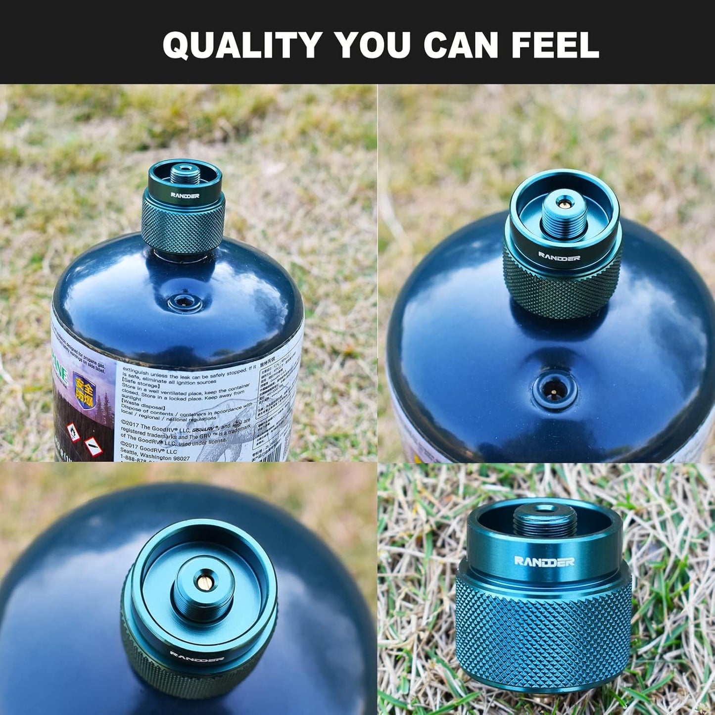 Propane to Butane Adapter Camping Stove Adapter Gas Converter 16 Oz Propane Tank Input EN417 Valve Output Camp Fuel Refill Adapter for Outdoor Backpack Hiking (Dark Green X 1 Pack)